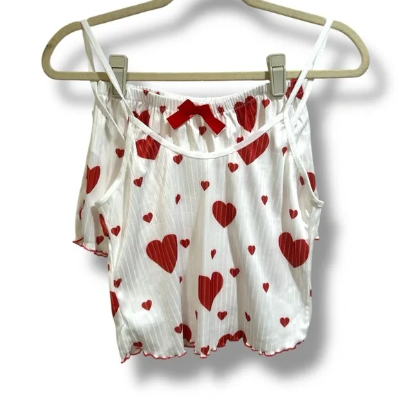 Women’s Sweetheart Crop Casual Pajama Short Set Size Medium - Picture 9 of 16